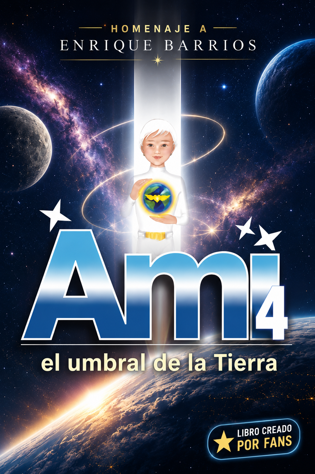 Portada del libro Ami, el umbral de la Tierra, continuación no oficial escrita por fans